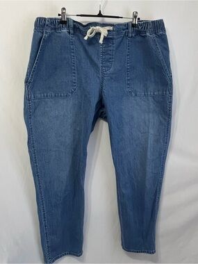 Buffalo David Bitton Woman’s Relaxed Pull-On Drawstring Jeans in Blue Denim